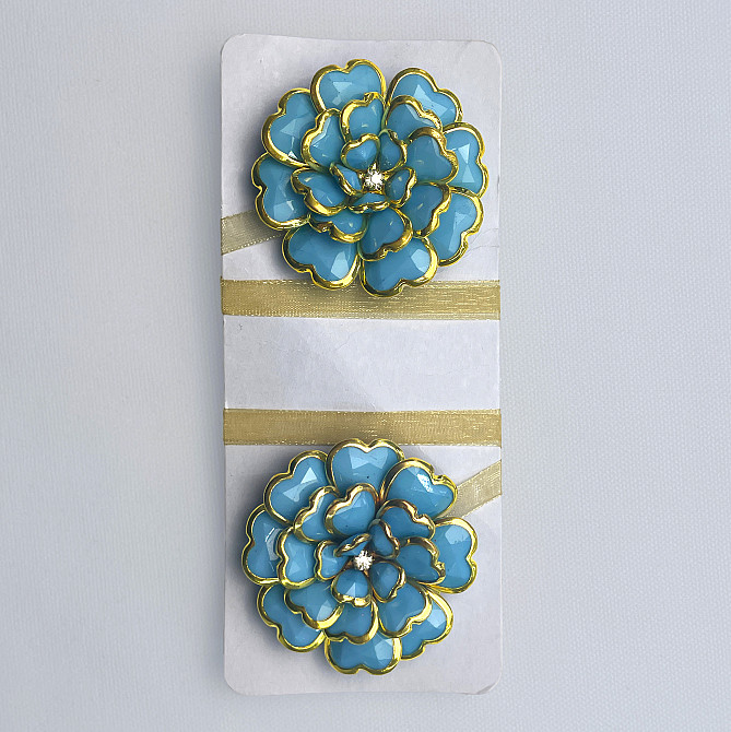 Магниты для штор и гардин Цветок набор 2 шт Голубой с золотистым (81-309) Киев - изображение 7