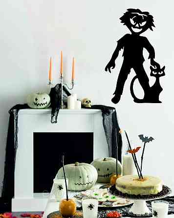 Декоративне настінне Панно «Сілует дітей. Гелловін», Декор на стіну 70*44 см, Чорний Київ