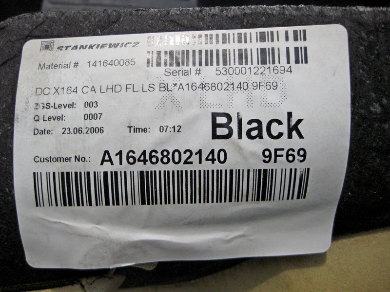 Mercedes-Benz  A1646802140 9F69 Килим салону чорний у ногах водія GL X164 Одесса - изображение 5