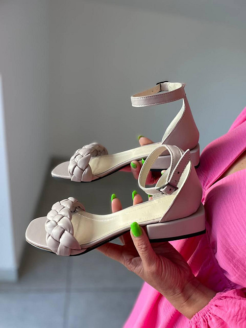 KATI SHOES Босоніжки жіночі пудра шкіряні KATI SHOES 132 літні на підборах / Стильні босоніжки Коломия - фото 10