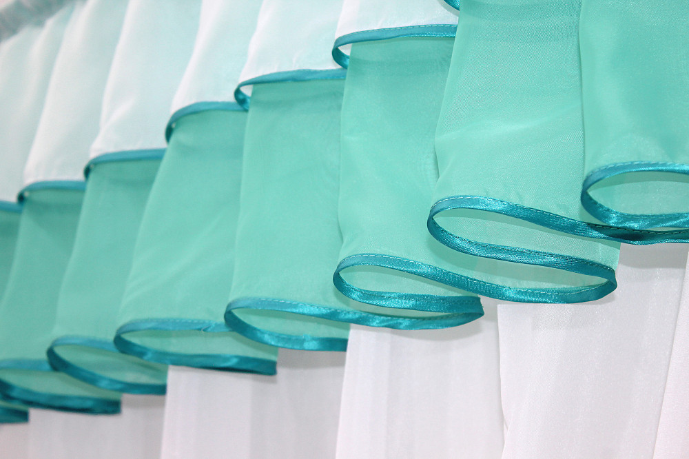 Кухонный комплект VR-Textil № 00к шторки с ламбрекеном белый с бирюзовым 200х170 см (59-818) Киев - изображение 5