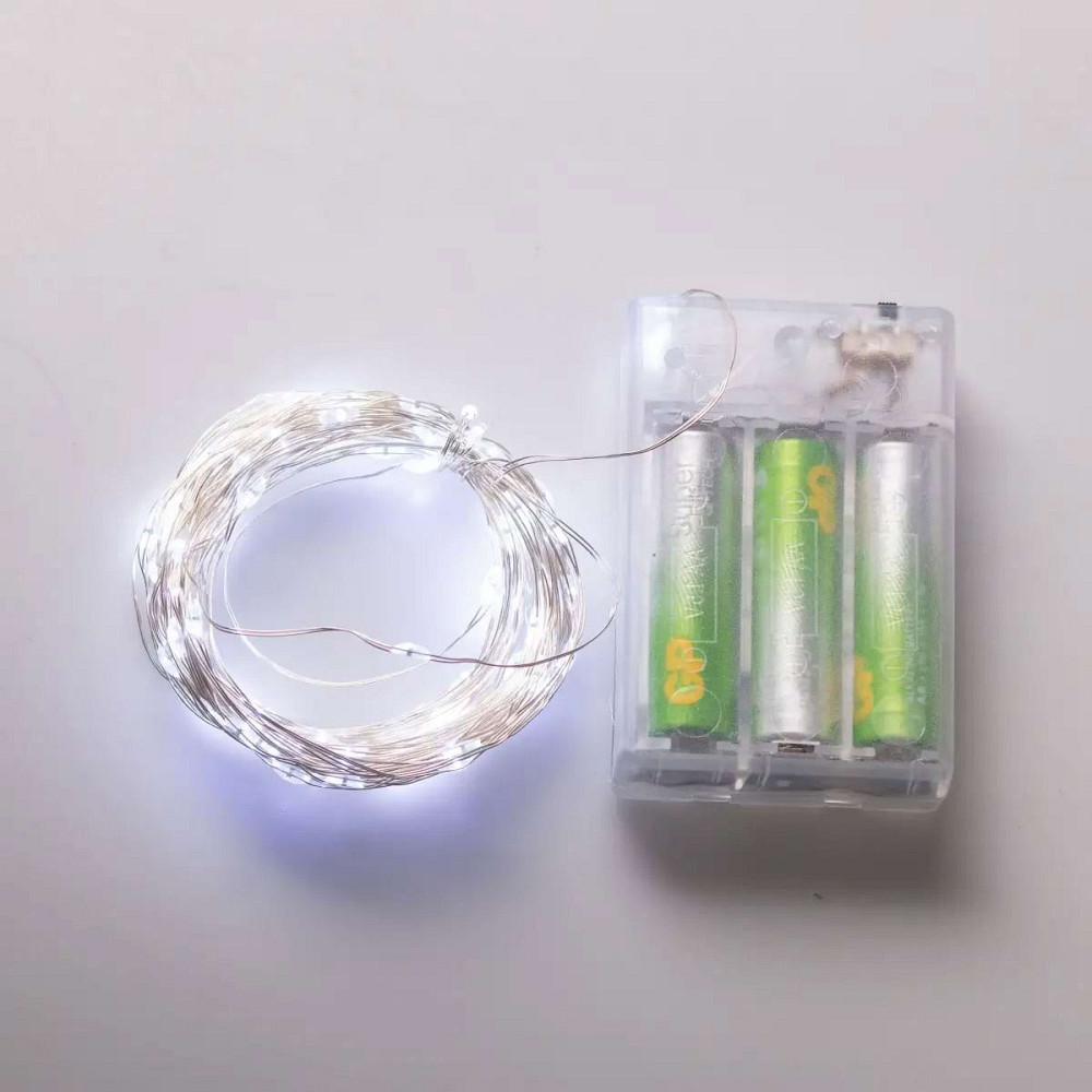 Garlando Гірлянда роса 10 метрів крапля на батарейках на 100 led білий дріт біла 100L10MWW Коломия - фото 1