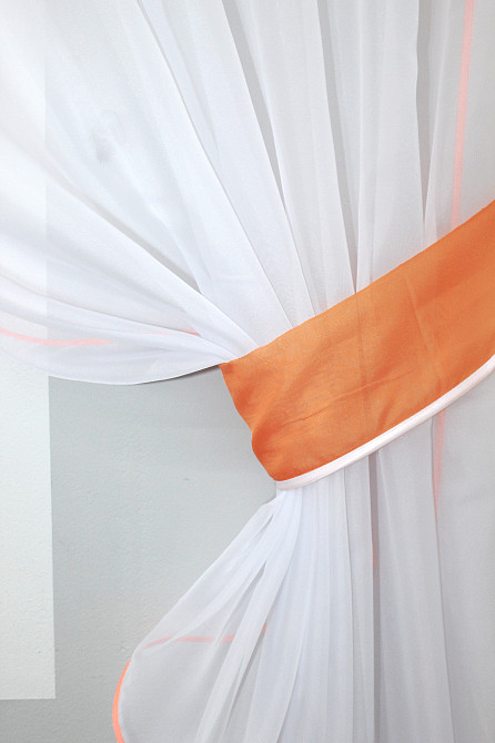 Кухонний комплект VR-Textil № 103к шторки з ламбрекеном білий з персиковим 200х170 см (52-0040) Київ - фото 3