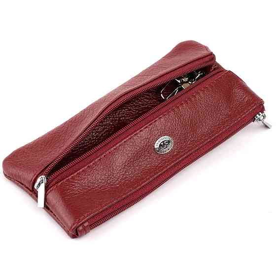Ключница-кошелек с кармашком женская ST Leather 19352 Бордовая Киев