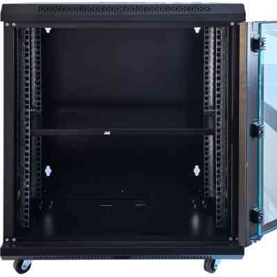 Шкаф настенный GEAR 12U 19'' 600x600x600 мм, + полка 19", black (GWMSN-12U-600-600) Винница