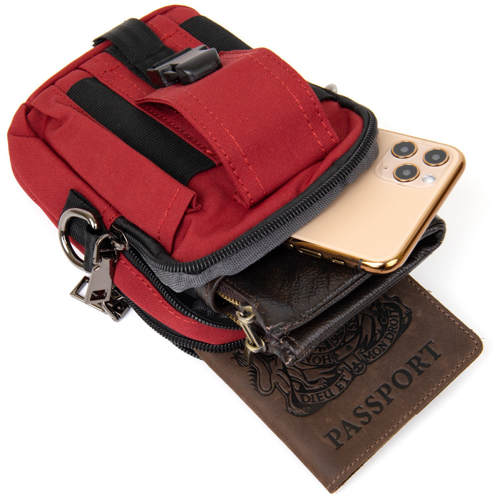 Сумка на пояс нейлон Vintage 20647 Красная Киев - изображение 5