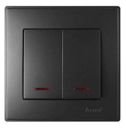 LESYA Вимикач подвійний антрацит з підсвіткою Lezard Харків