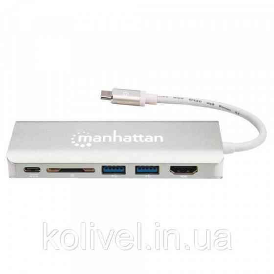 Док-станція USB3.1 Type-C --> HDMI/USB 3.0x2/RJ45/SD/PD 60W Hub 7-in-1 Manhattan (152075) Київ