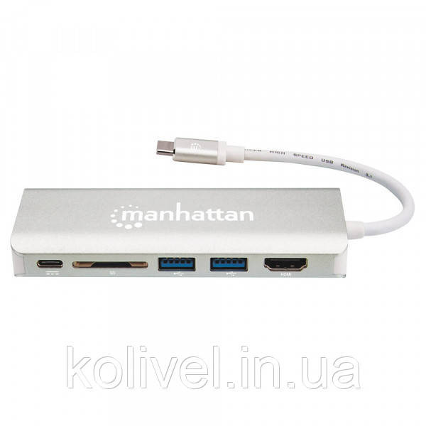 Док-станція USB3.1 Type-C --> HDMI/USB 3.0x2/RJ45/SD/PD 60W Hub 7-in-1 Manhattan (152075) Київ - фото 3
