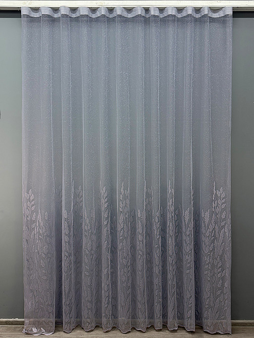 Тюль жаккард с вышивкой, цвет серый 1458т Киев - изображение 8