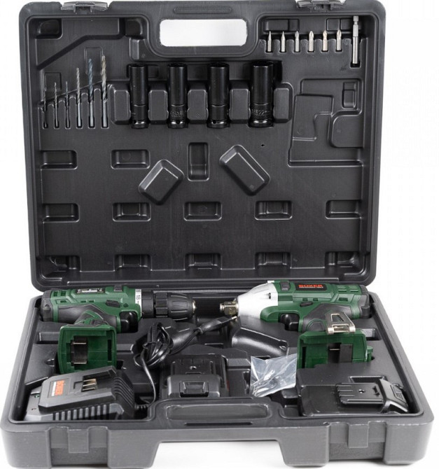 SR-035 Набір ударного гайковерта та шуруповерта 24,4 В, 2 АКБ, 18+1 режим, комплект з аксесуарами Одеса - фото 9