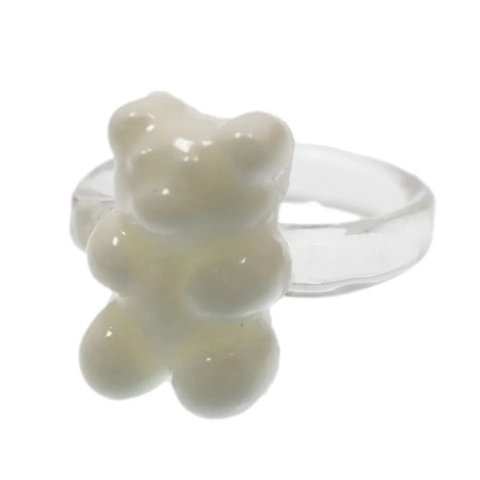 Кольцо с мишкой белое - окружность 4,5см (не регулируется), пластик Киев - изображение 1