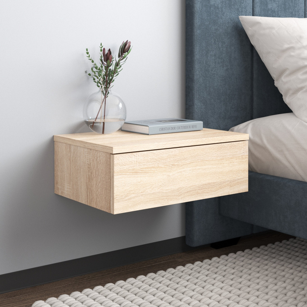 Тумба приліжкова VAYS M-34 Дуб Сонома, навісна, з шухлядою, ЛДСП, 45х30х16 см – для спальні Львів - фото 1