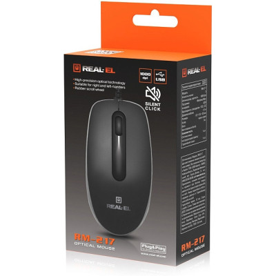Мишка REAL-EL RM-217 USB Black/Gray (EL123200038) Вінниця - фото 3