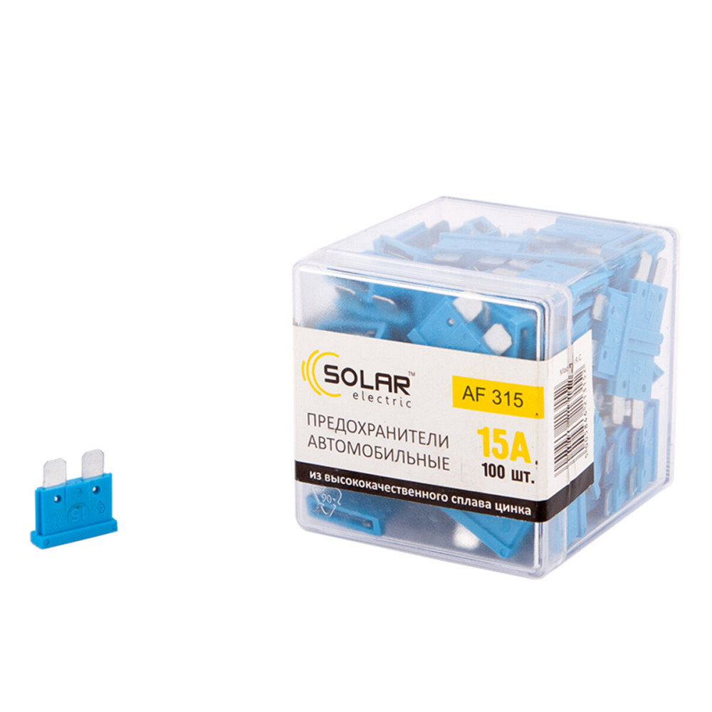 Набір запобіжників Solar "стандарт", цинковий сплав 15А, 100шт Київ - фото 1