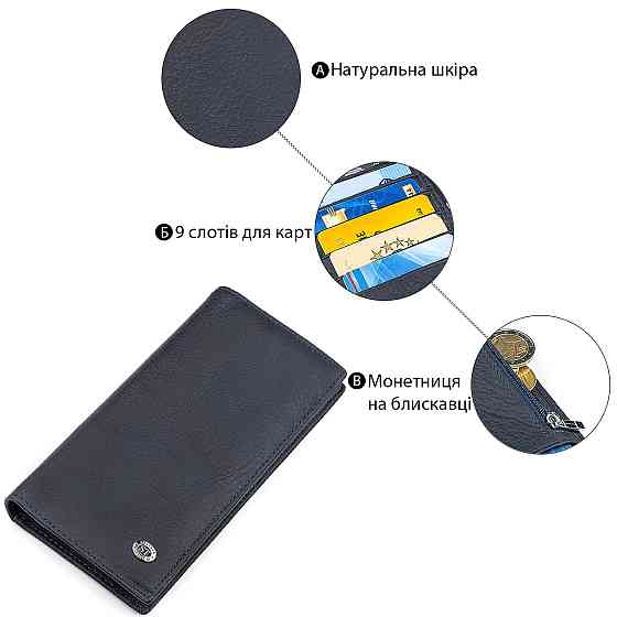Чоловічий купюрник ST Leather 18370 (ST148) дуже зручний Синій Київ