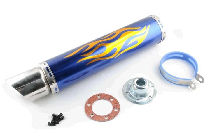 Глушник (тюнінг) 420*10 см, кріп. Ø78mm (нержавіюча сталь, полум'я, синій, прямоток, ) Мукачево - фото 1