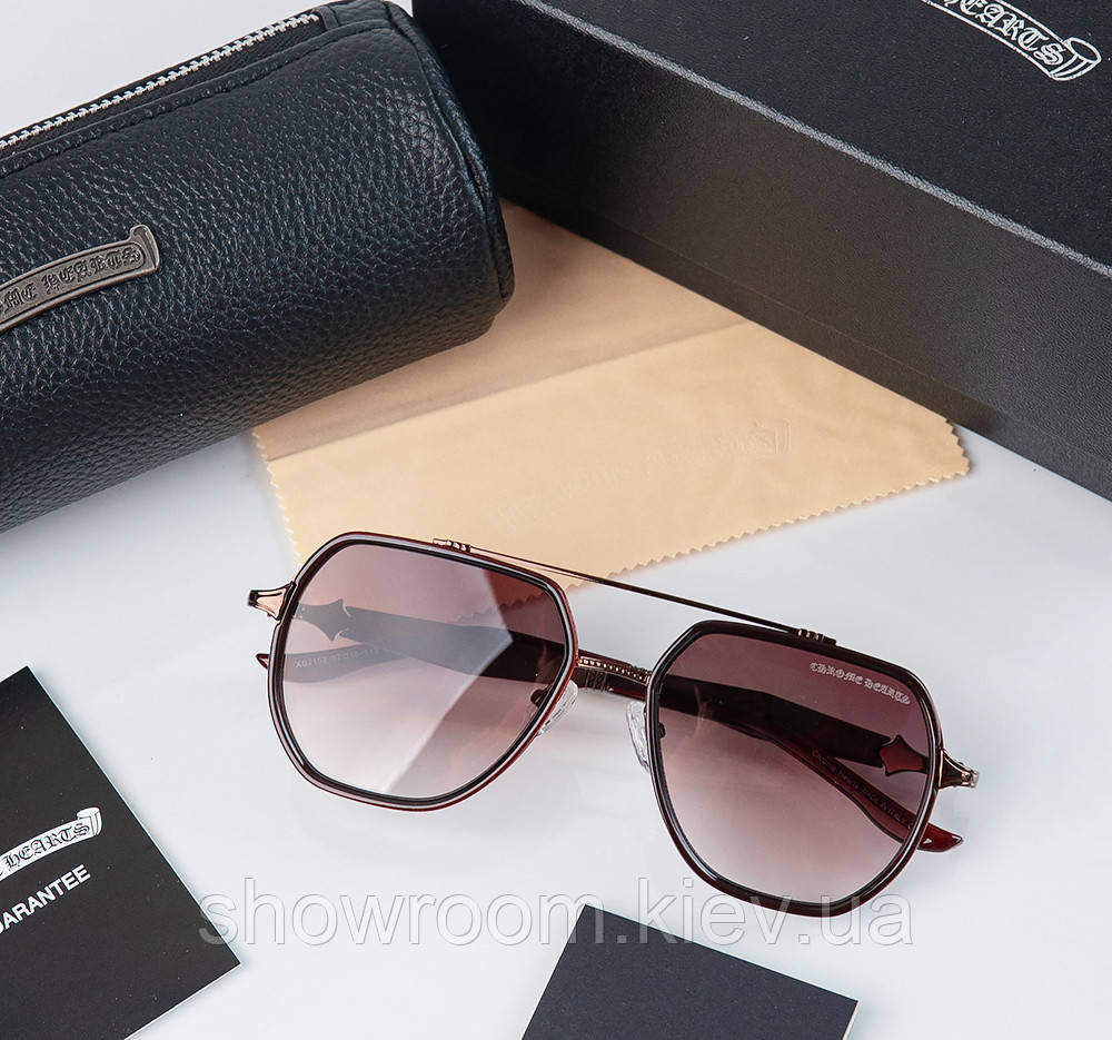 Брендові чоловічі окуляри Chrome Hearts (5221) brown Київ - фото 2