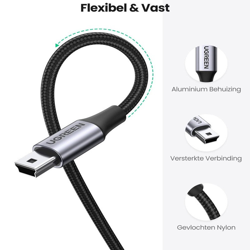 Кабель Ugreen USB-A to Mini USB 2.0 US375 80796 (Черный, 2м) Николаев - изображение 3