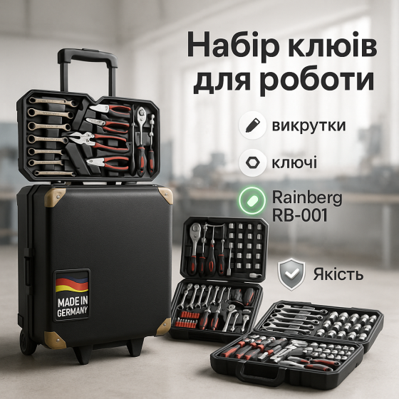 Набор накидных ключей для автомастерских Rainberg RB-001 399шт, Полный набор инструментов для авто UD-96 Львов