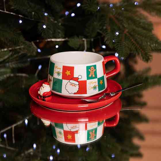 Новорічний різдвяний порцеляновий набір «Святковий ранок» 250 мл Yiwu FM-CS-10C Коломия