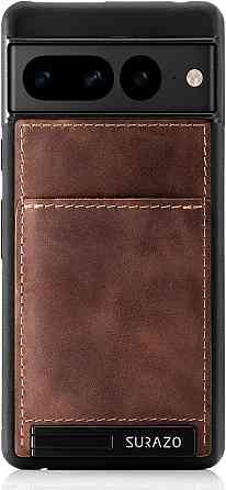 Чехол для Google Pixel 7 Pro из натуральной кожи, ударопрочный, со слотом для карты, подставкой, коричневый Киев