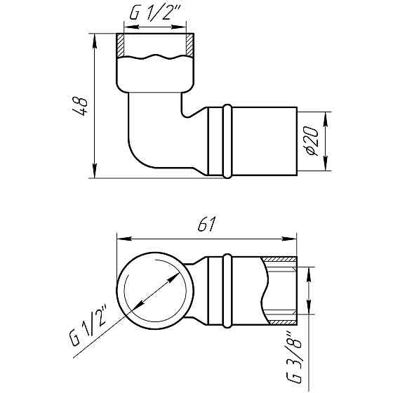 Кутник із внутрішньою різьбою прес APE ITALY AP 152 1/2″х20 Київ