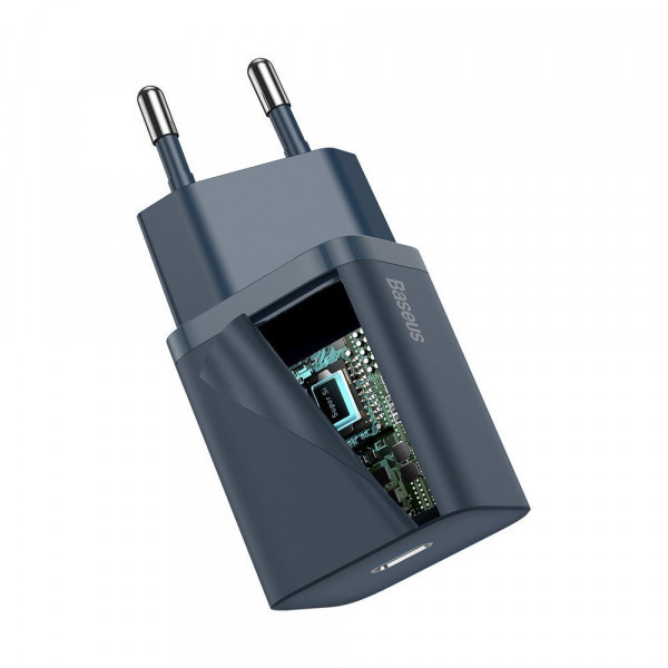 Зарядний пристрій 1xUSB 20W (USB-C) + Cable Type-C Синій Baseus (TZCCSUP-B03) Київ - фото 5