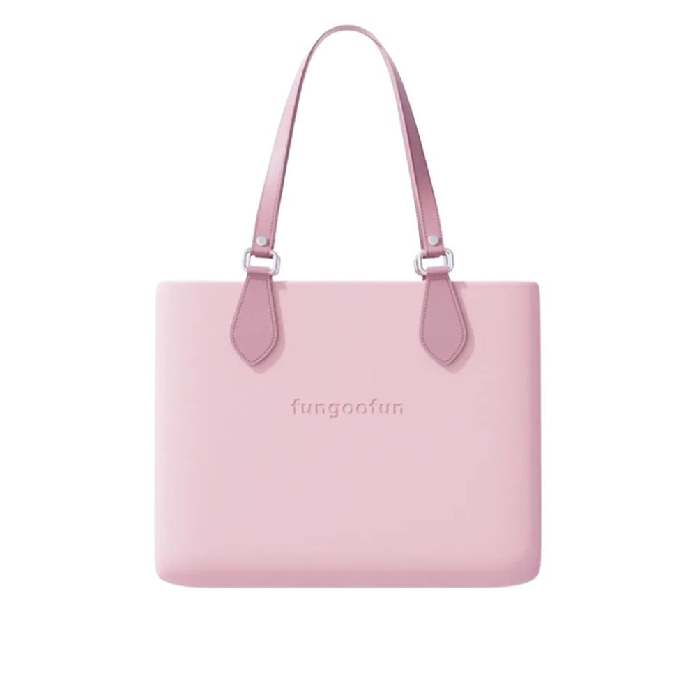 Жіноча сумочка шопер силіконова на плече з двома комплектами ручок з підкладкою на блискавці Fungoofun, рожева Кам'янець-Подільський - фото 3
