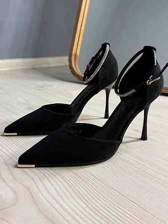 Туфли женские Meideli 50-1 D’Orsay на шпильке с ремешком замшевые со стразами чорные, 35, 22,8 см Киев