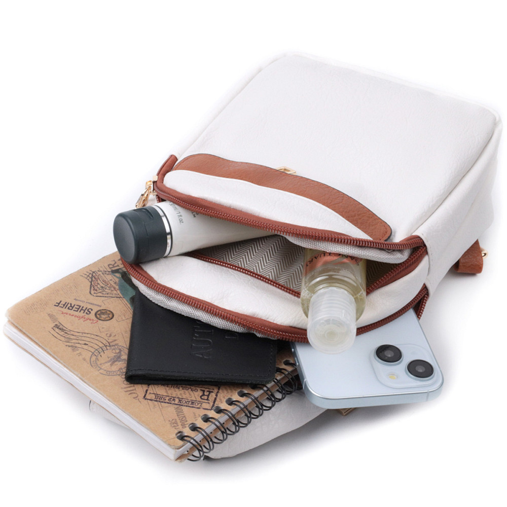 Жіноча сумка через плече з отвором для навушників з екошкіри Vintage 22785 Білий Київ - фото 8