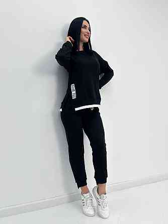 Трикотажний костюм-двійка "Spring" оптом | Батал | Розпродаж моделі Чорний, 54-56 Київ