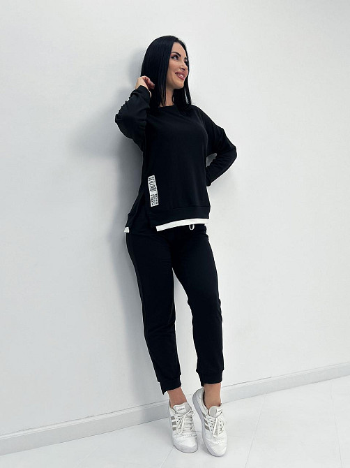 Трикотажний костюм-двійка "Spring" оптом | Батал | Розпродаж моделі Чорний, 54-56 Київ - фото 3