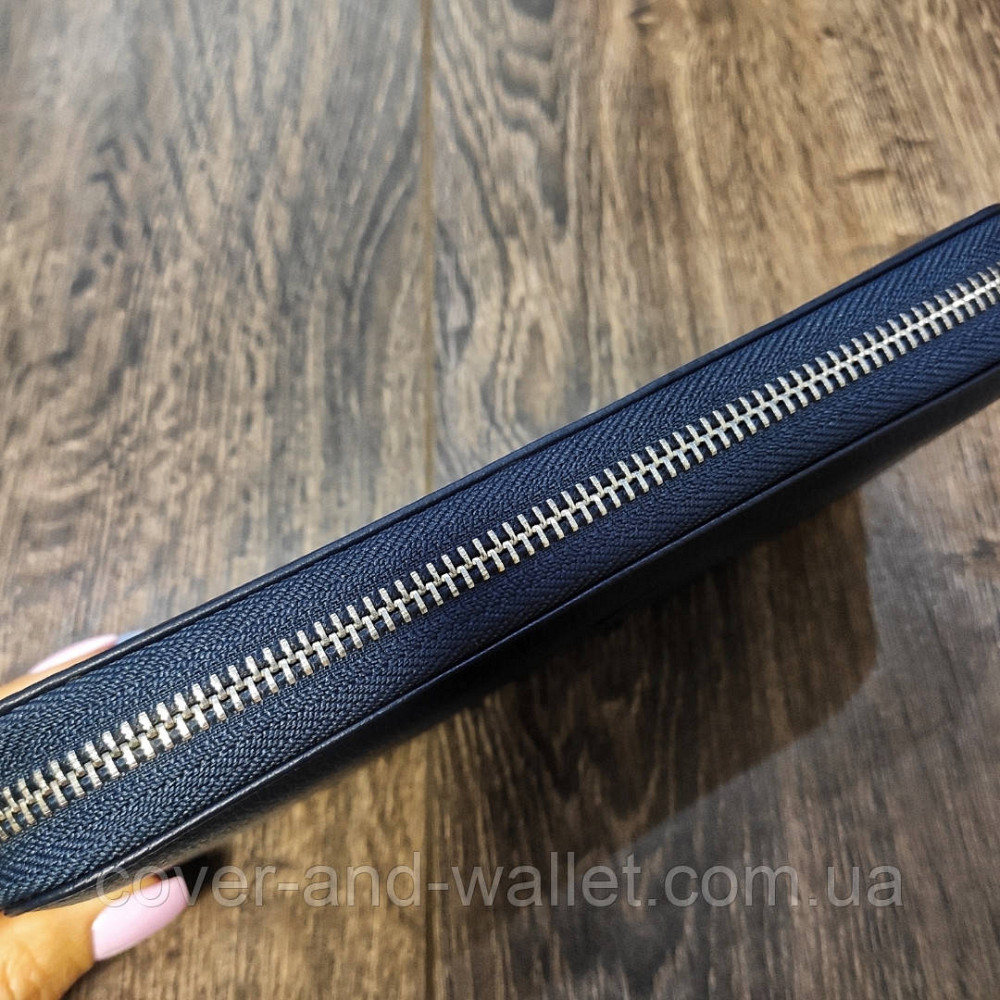 Синій шкіряний гаманець клатч на блискавці Marco Coverna MC 7003 Київ - фото 5