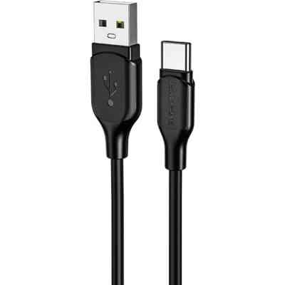 Дата кабель USB 2.0 AM to USB-C 1.0m 3A silicone BX42 black BOROFONE (6931474736765) Винница