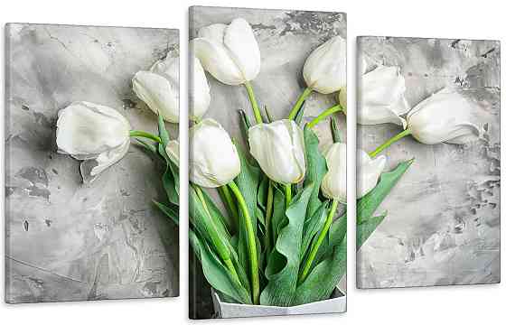 Модульная картина в гостиную / спальню Білі Тюльпани Art-605_3 70x130 см Киев