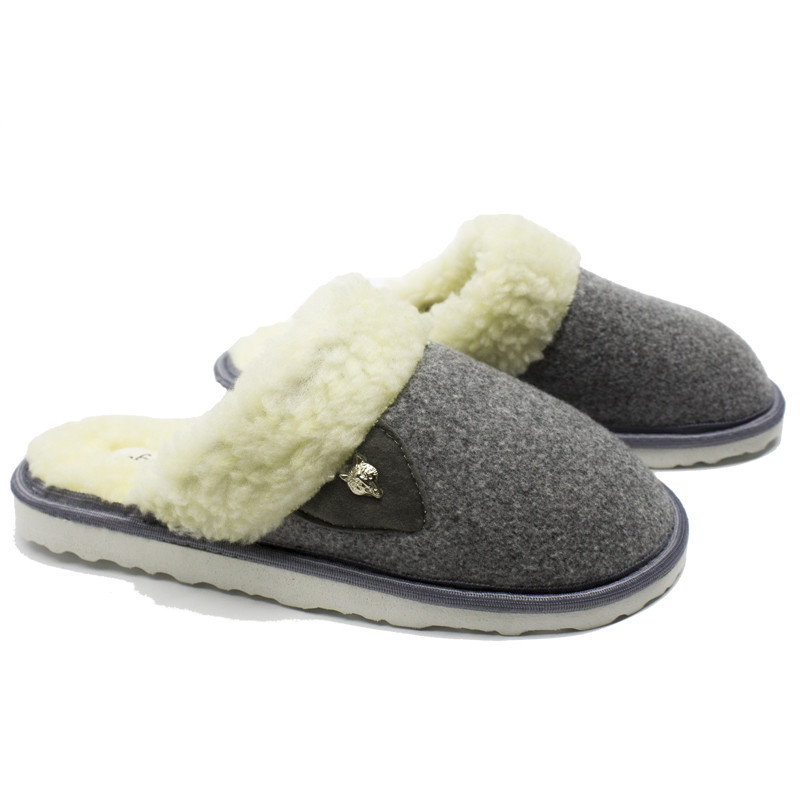 Тапочки чоловічі закриті з теплою устілкою з овчини PaGo "Вовк" сірі 42 Одесса - изображение 1