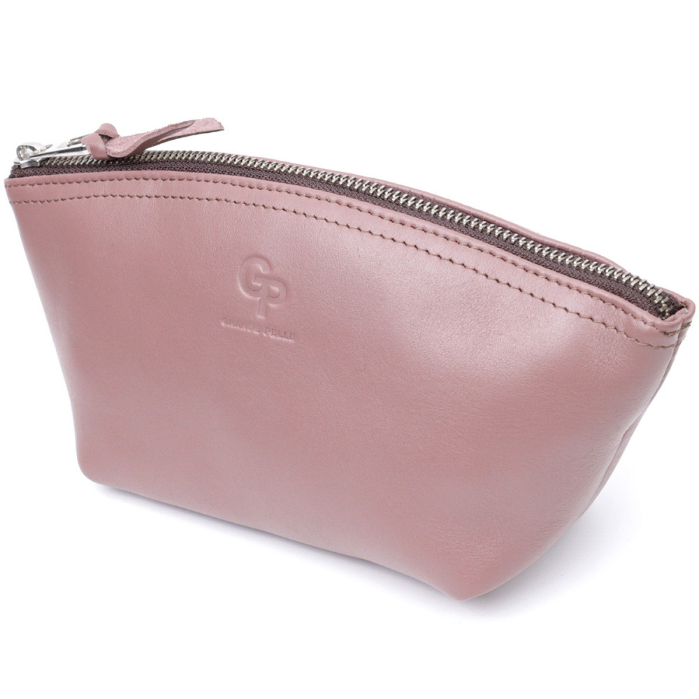 Чарівна жіноча шкіряна косметичка Пудровий (GRANDE PELLE) Київ - фото 5