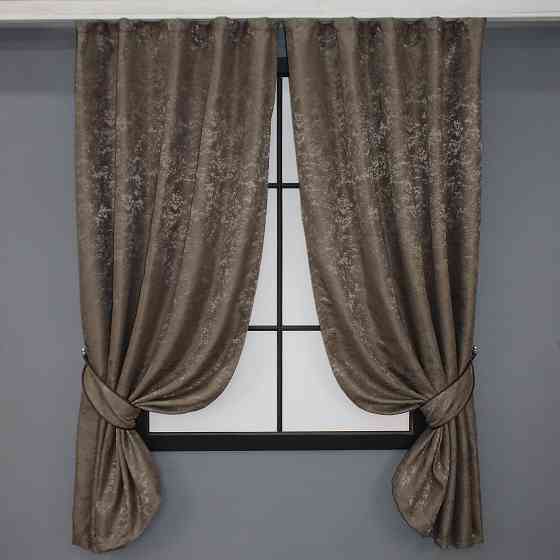 Комплект коротких штор VR-Textil Льон мармур Pavliani № 1372ш 130х170 см 2 шт Какао (35-0062) Київ