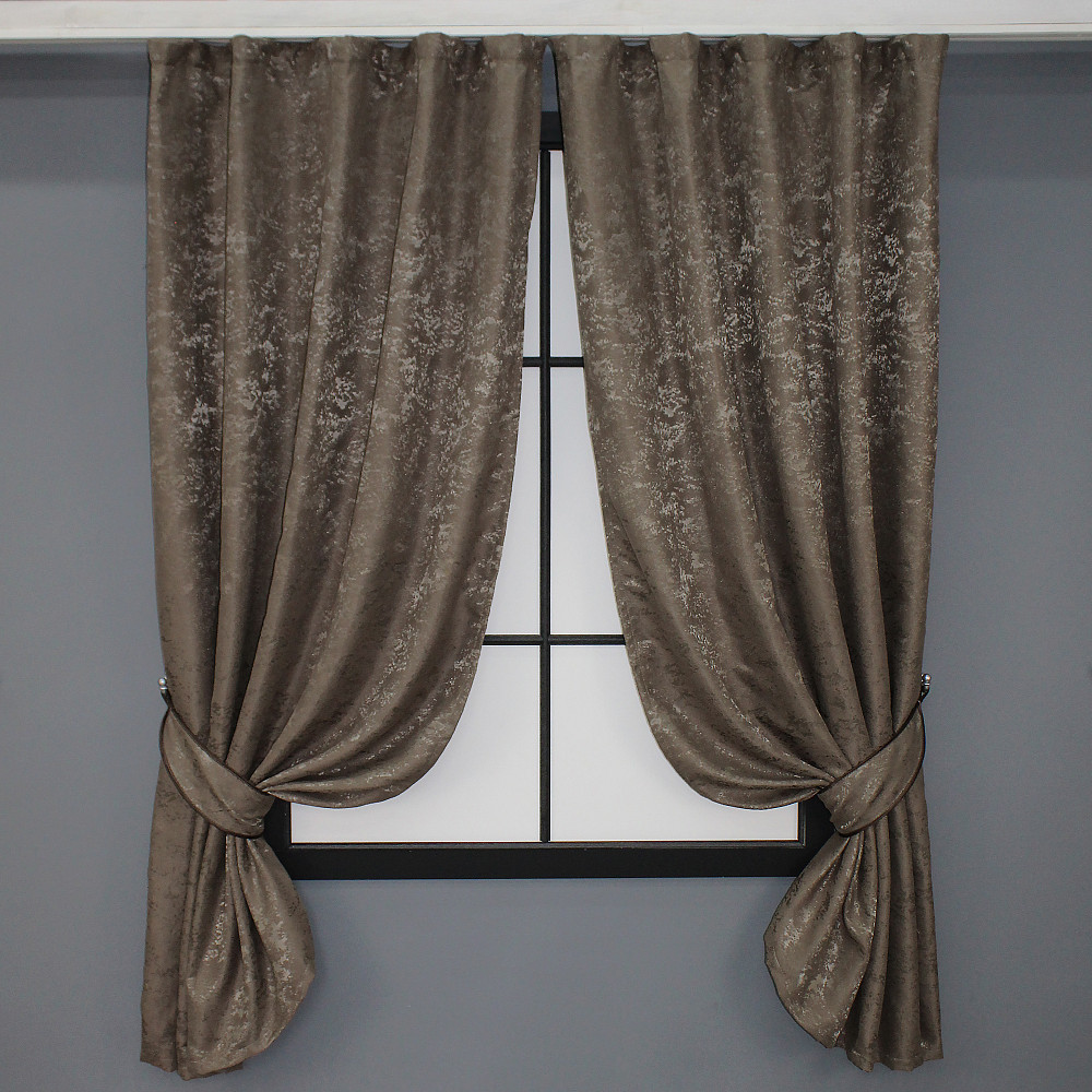 Комплект коротких штор VR-Textil Лен мрамор Pavliani № 1372ш 130х170 см 2 шт Какао (35-0062) Киев - изображение 1