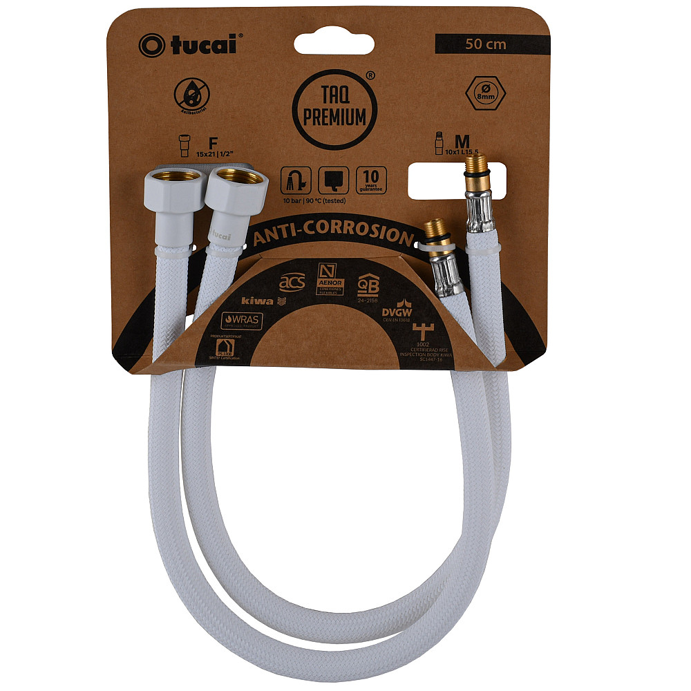 Шланг для змішувача TUCAI TAQ PREMIUM GRIF М10х1/2″ 0,5м. АНТИКОР. AСB ПАРА (Білий Мат) 209967 Луцк - изображение 1