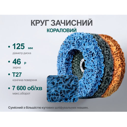 Круг зачисний "корал" середньої жорсткості 125мм х 22,2мм (синій), Alloid Одеса - фото 8