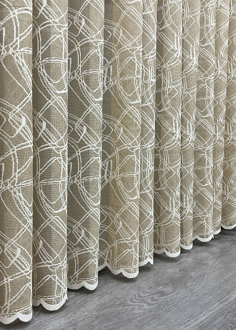 Тюль VR-Textil 1978т Жакард Бежевий з молочним 400х270 см (42-1008) Київ - фото 7