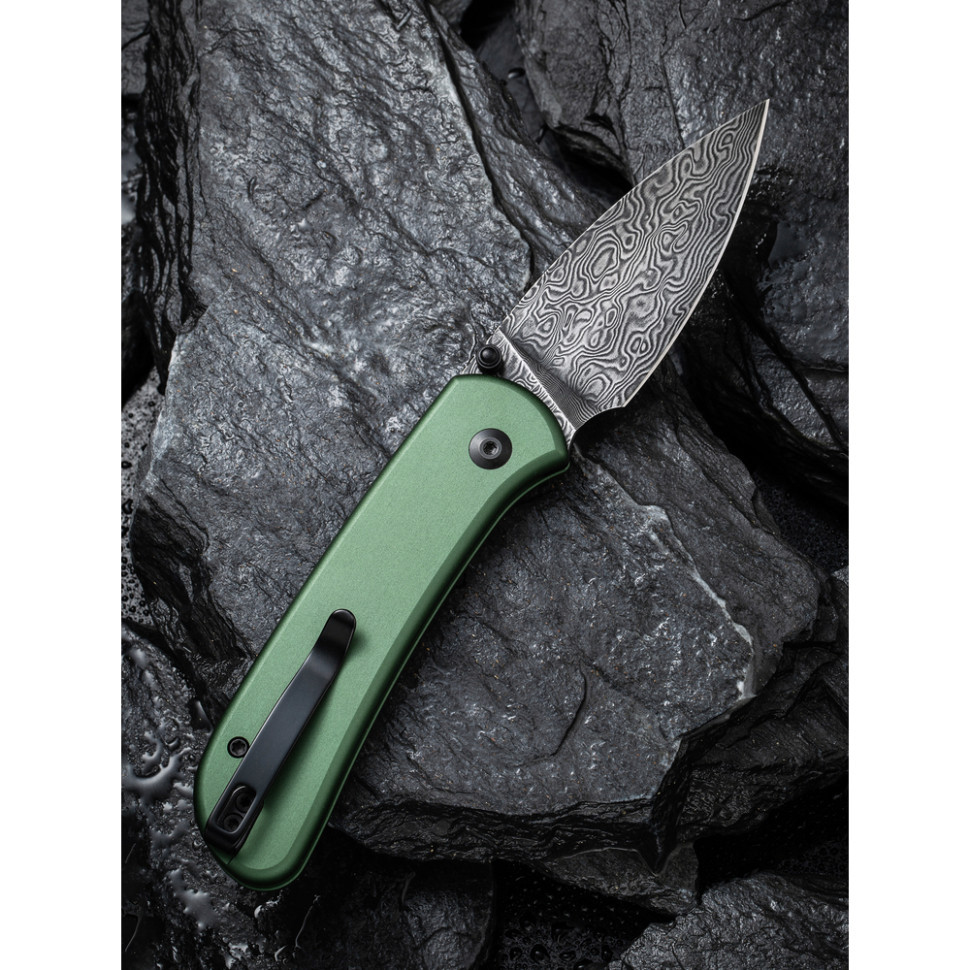 Ніж складаний кишеньковий Civivi Qubit, (7.6 см) Damascus / Aluminum темно-зелений Киев - изображение 11
