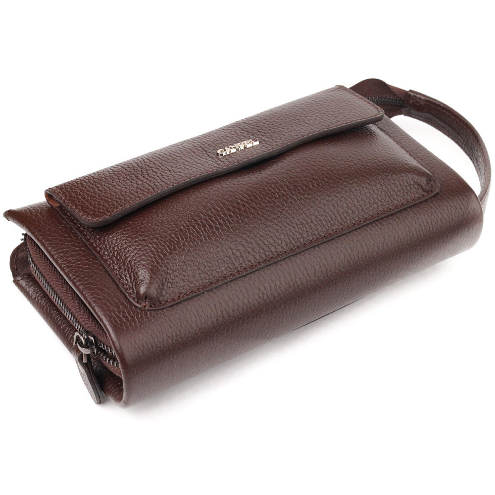 Красивый мужской клатч из натуральной зернистой кожи CANPELLINI 21559 Коричневый Киев - изображение 7