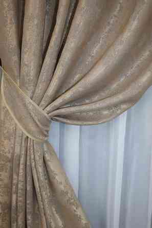 Комплект штор на люверсах VR-Textil Жаккард Sultan YL № 1207ш Капучино 150х250 см 2 шт (37-0058) Киев