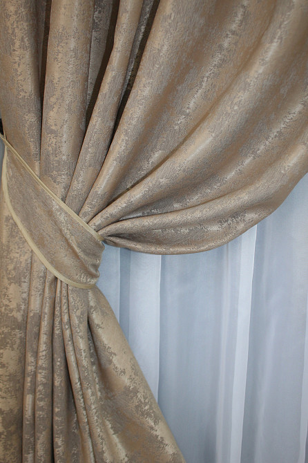 Комплект штор на люверсах VR-Textil Жаккард Sultan YL № 1207ш Капучино 150х250 см 2 шт (37-0058) Киев - изображение 4
