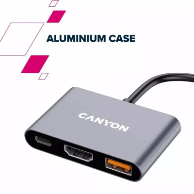 Концентратор Canyon hub DS-4 3in1 USB-C Grey (CNS-TDS4) Вінниця - фото 5