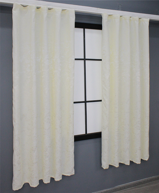 Комплект коротких штор VR-Textil Лен мрамор Pavliani № 1172ш Кремовый 130х170 см 2 шт (35-0068) Киев - изображение 3