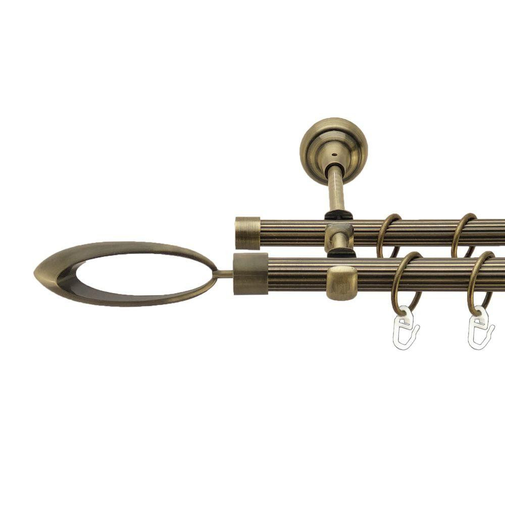 Карниз Orvit Венеція металевий дворядний відкритий рифлена труба кільце металеве Антик 19\16 мм 200 см (00-00017336) Львів - фото 1